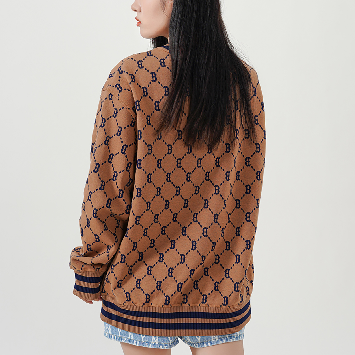 Purchase MLB FW22 Boston Red Sox Logo Embroidered Crewneck Monogram Brown Unisex Sweatshirt 3AMTM0724-43BGD