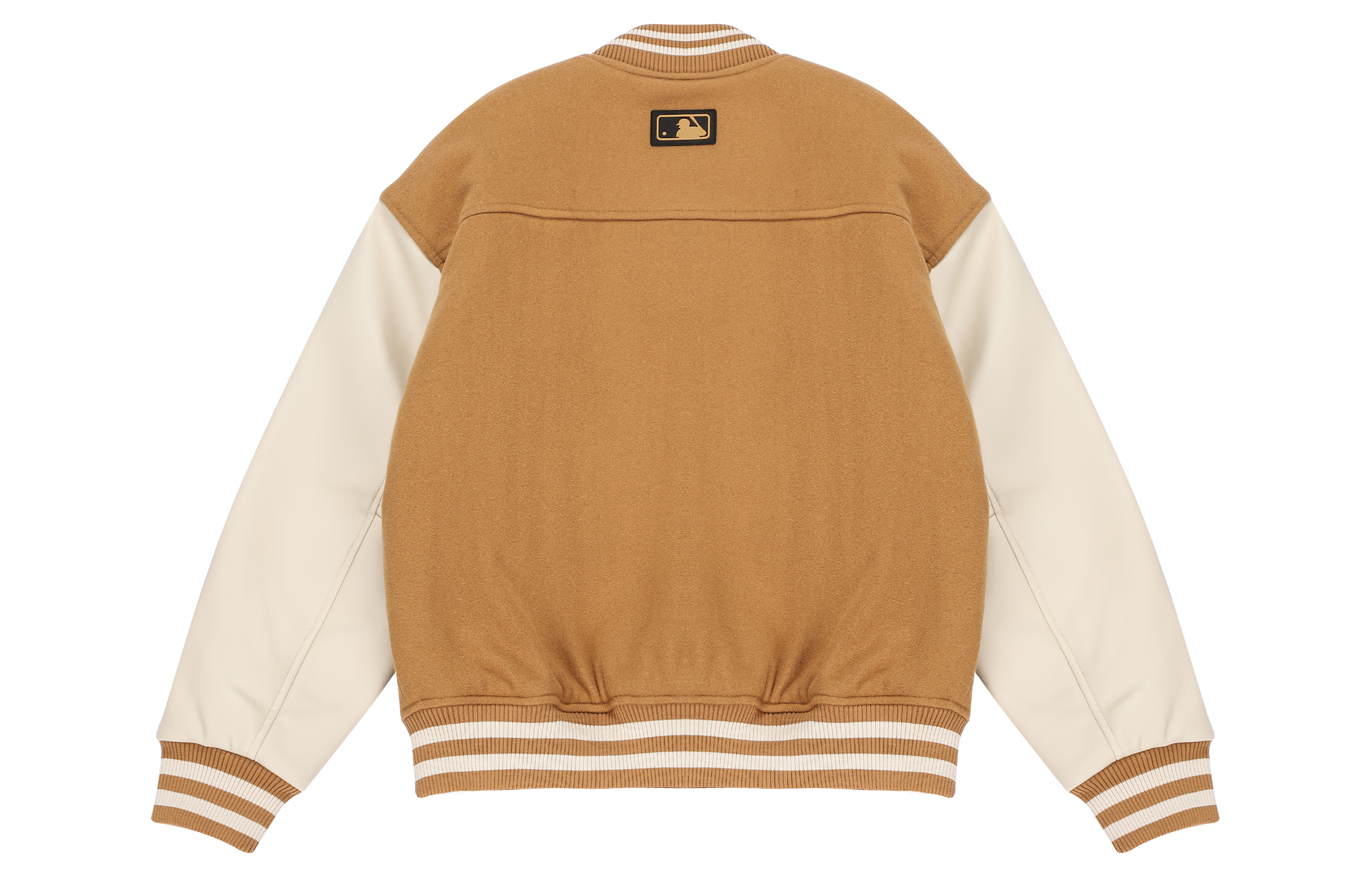 Lookbook MLB FW22 Embroidered Button-Up Baseball Jacket Khaki Unisex Couple Style 3AJPF0124-43BGD