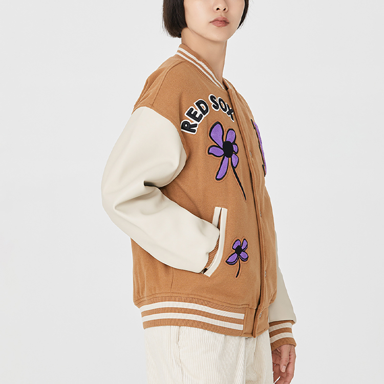 Cheap MLB FW22 Embroidered Button-Up Baseball Jacket Khaki Unisex Couple Style 3AJPF0124-43BGD