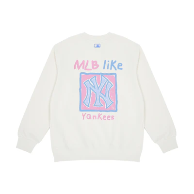 MLB FW22 Graffiti Print Crewneck Sweatshirt Unisex White 3AMTL0414-50CRS