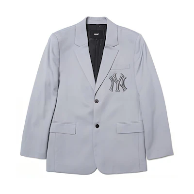 MLB FW22 Grey Single-Breasted Blazer with Solid Letter Patch Unisex. 3AJK01014-50GRS
