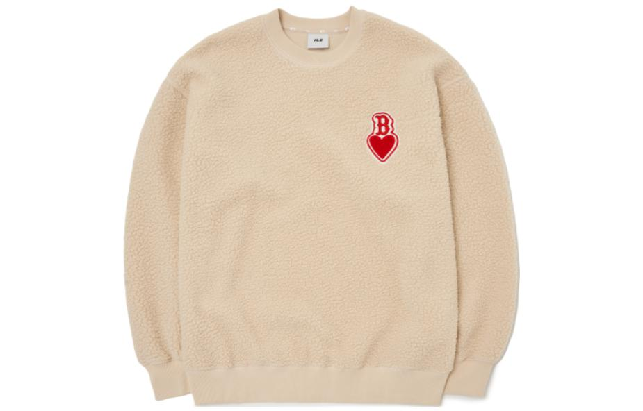 MLB FW22 Heart Print Logo Crewneck Sweatshirt Khaki Unisex 3AMTH0426-43BGL