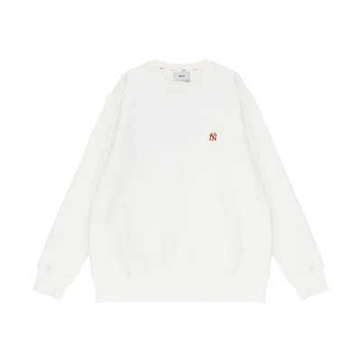 MLB FW22 Ivory White Unisex Oversized Solid Long Sleeve Sweatshirt 3AMTB0124-50IVS