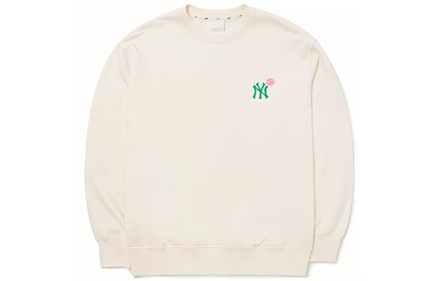 MLB FW22 Logo Embroidered Crewneck Sweatshirt Unisex in Cream Color 3AMTEC524-1