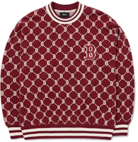 MLB FW22 Logo Embroidered Diamond Monogram Red Unisex Casual Crewneck Sweater 3AMTM0724-43WIS MLB FW22 Logo Embroidered Diamond Monogram Red Unisex Casual Crewneck Sweater 3AMTM0724-43WIS