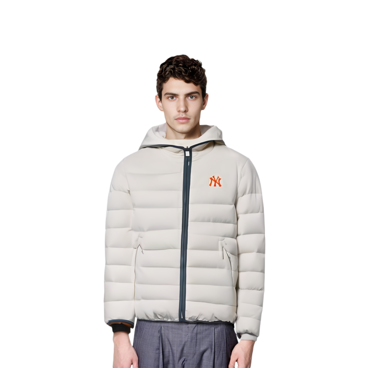 Shop MLB FW22 标志超轻连帽羽绒服 中性款 3ADJA0426-50BKS-2