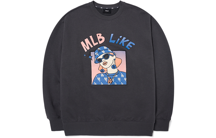 MLB FW22 Logo Print Crew Neck Pullover Sweatshirt Unisex Grey 3AMTL0224-07CGS