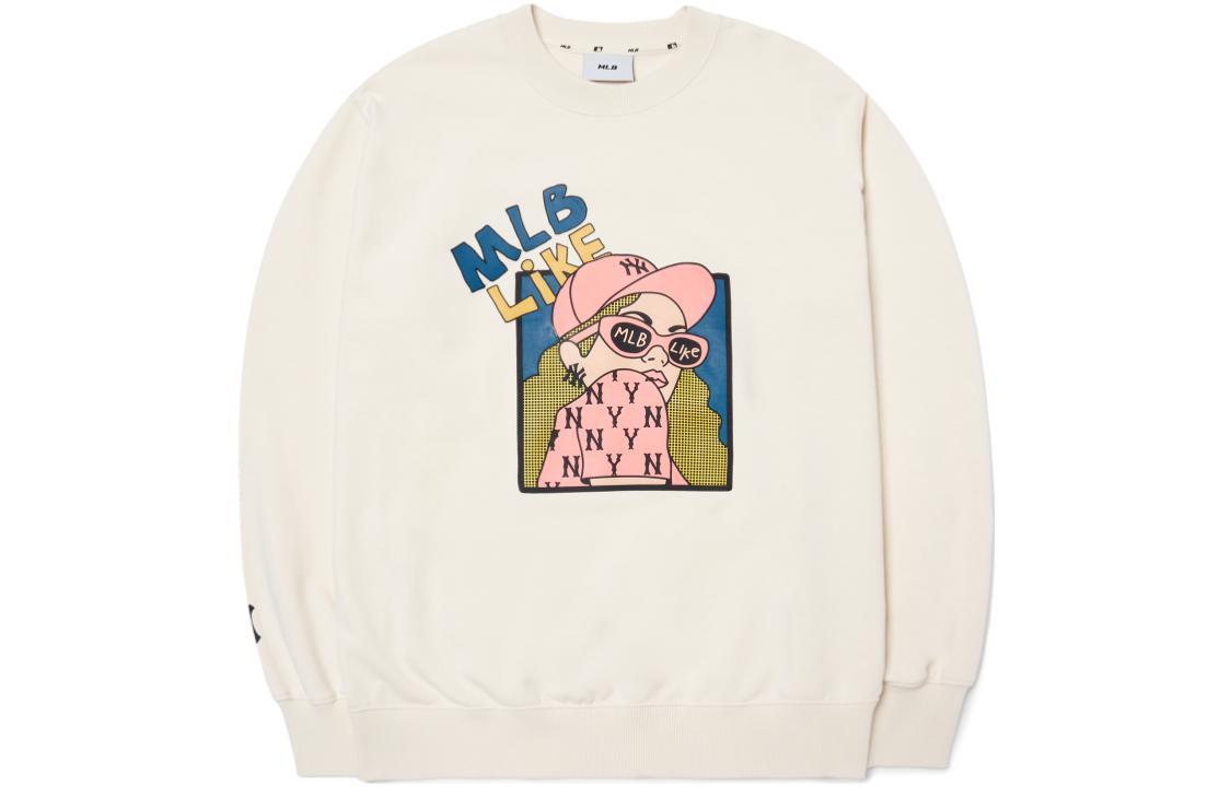 MLB FW22 Logo Print Crewneck Pullover Sweatshirt Unisex Beige 3AMTL0224-50CRS