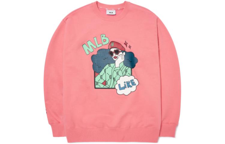 MLB FW22 Logo Print Crewneck Sweatshirt Unisex Coral Color 3AMTL0224-43COS
