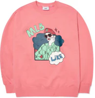 MLB FW22 Logo Print Crewneck Sweatshirt Unisex Coral Color 3AMTL0224-43COS MLB FW22 Logo Print Crewneck Sweatshirt Unisex Coral Color 3AMTL0224-43COS