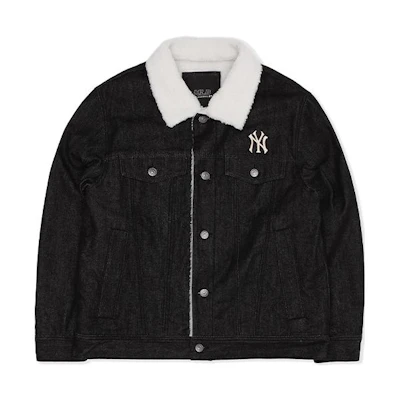 MLB FW22 Logo Print Long Sleeve Denim Jacket Unisex Black 3ADKEC126-50BKS
