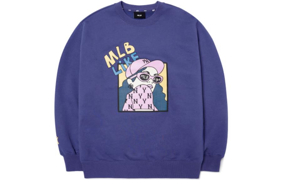 MLB FW22 Logo Print Pullover Sweatshirt Unisex Couple Style - Navy 3AMTL0224-50NYL