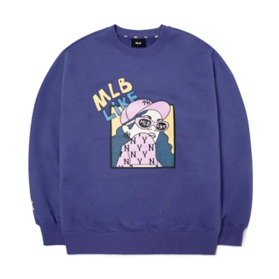 MLB FW22 Logo Print Pullover Sweatshirt Unisex Couple Style - Navy 3AMTL0224-50NYL