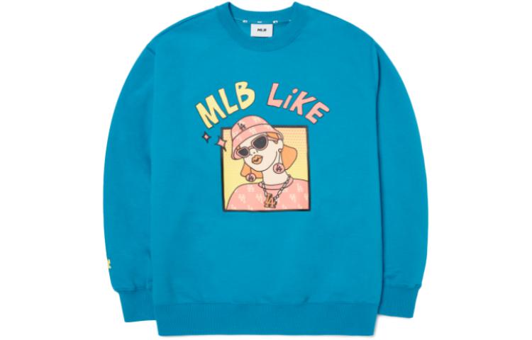 MLB FW22 Logo Print Pullover Sweatshirt Unisex Lake Blue 3AMTL0224-07MTS