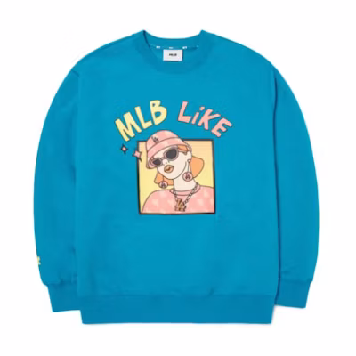 MLB FW22 Logo Print Pullover Sweatshirt Unisex Lake Blue 3AMTL0224-07MTS