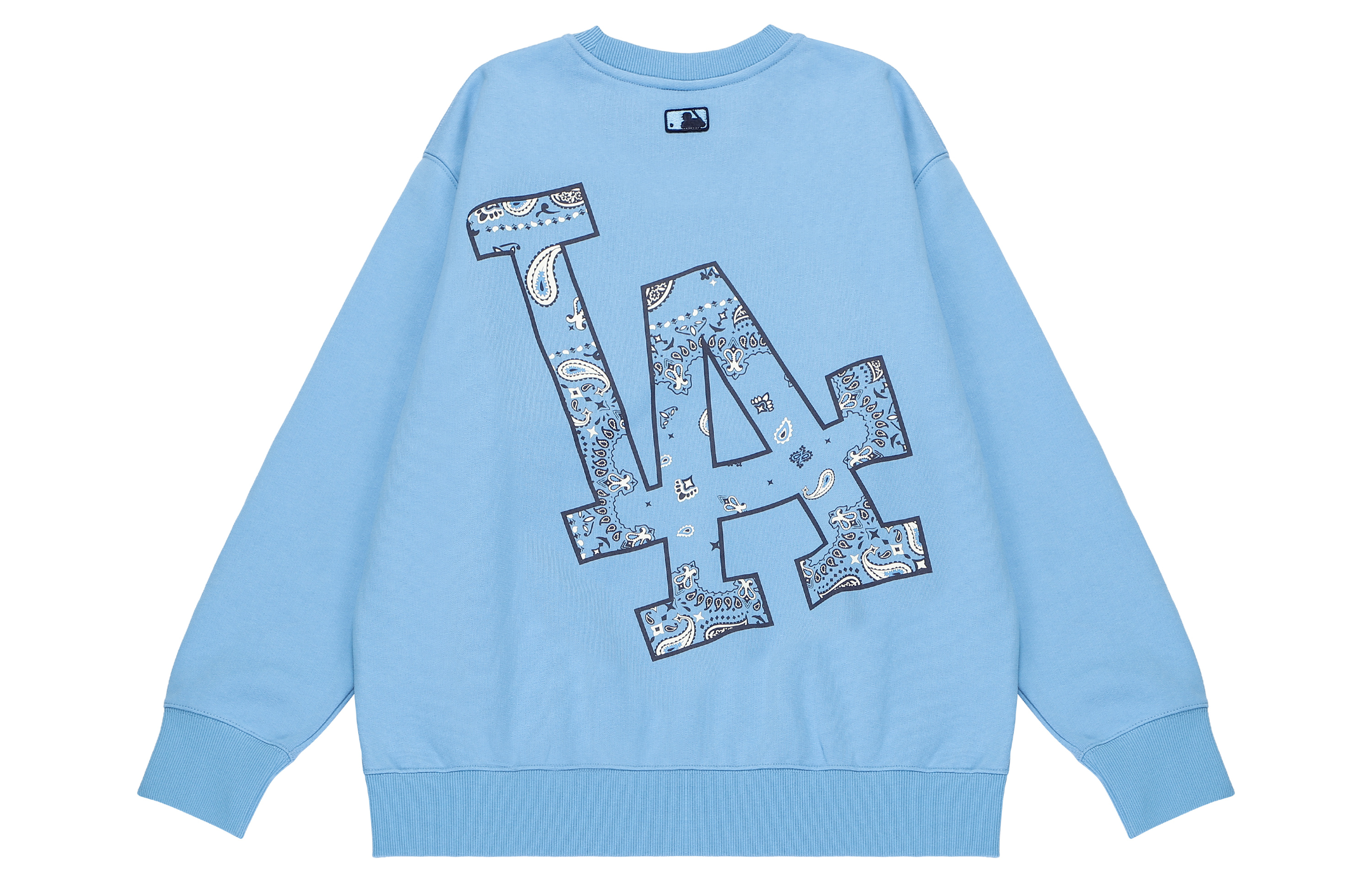 MLB FW22 Los Angeles Dodgers Retro Paisley Crewneck Sweatshirt Light Blue Unisex 3AMTI0126-07BLL