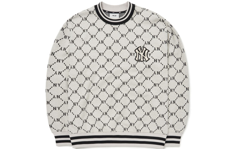 MLB FW22 Monogram Logo Embroidered Crewneck Oversized Sweatshirt White Unisex 3AMTM0724-50CRS 圖 2