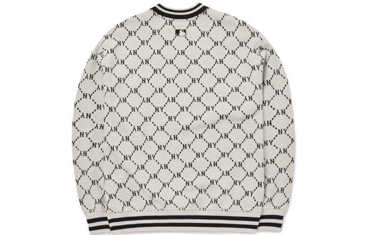 MLB FW22 Monogram Logo Embroidered Crewneck Oversized Sweatshirt White Unisex 3AMTM0724-50CRS 圖 3