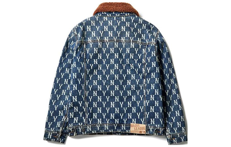 MLB FW22 Monogram Print Button-Up Jacket Unisex Blue 3ADK04016-CG4