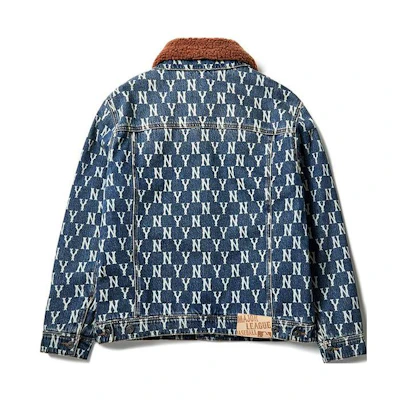 MLB FW22 Monogram Print Button-Up Jacket Unisex Blue 3ADK04016-CG4