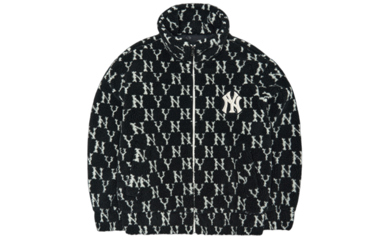 Order MLB FW22 經典字母羊羔絨拉鍊外套 黑色 男女適用。 3AFDM0126-50BKS