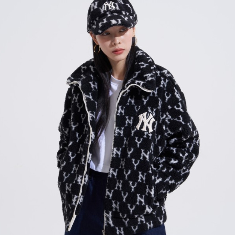 Details for MLB FW22 經典字母羊羔絨拉鍊外套 黑色 男女適用。 3AFDM0126-50BKS