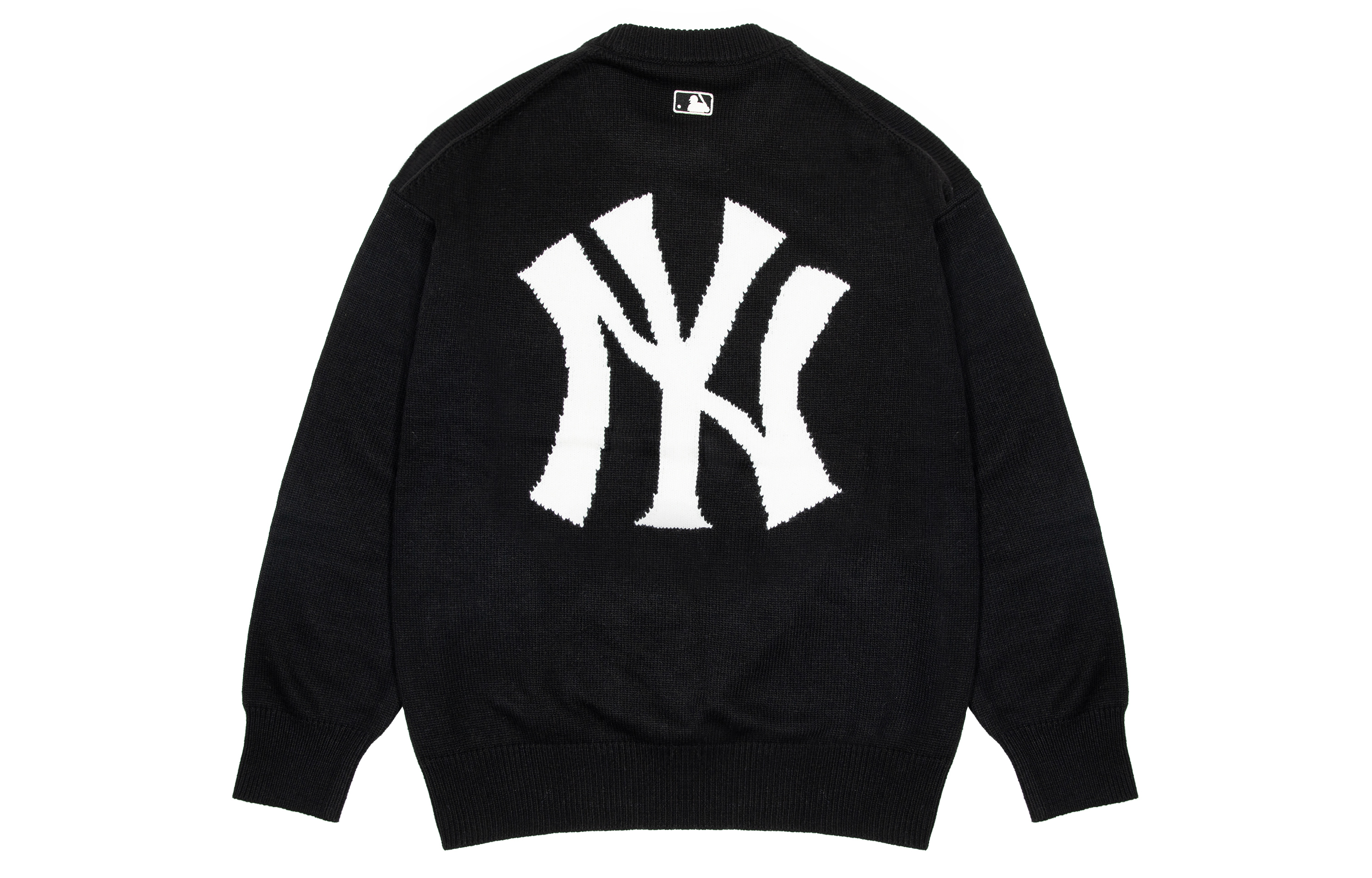 MLB FW22 New York Yankees Big Logo Crewneck Knit Sweater Unisex Black 3AKPB0126-50BKS