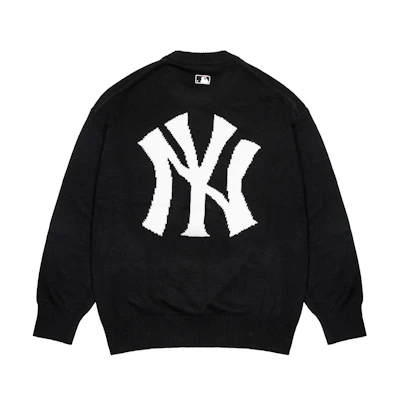 MLB FW22 New York Yankees Big Logo Crewneck Knit Sweater Unisex Black 3AKPB0126-50BKS