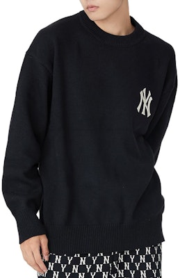 Suéter Unisex Negro MLB FW22 New York Yankees Logo Grande Cuello Redondo. 3AKPB0126-50BKS 1