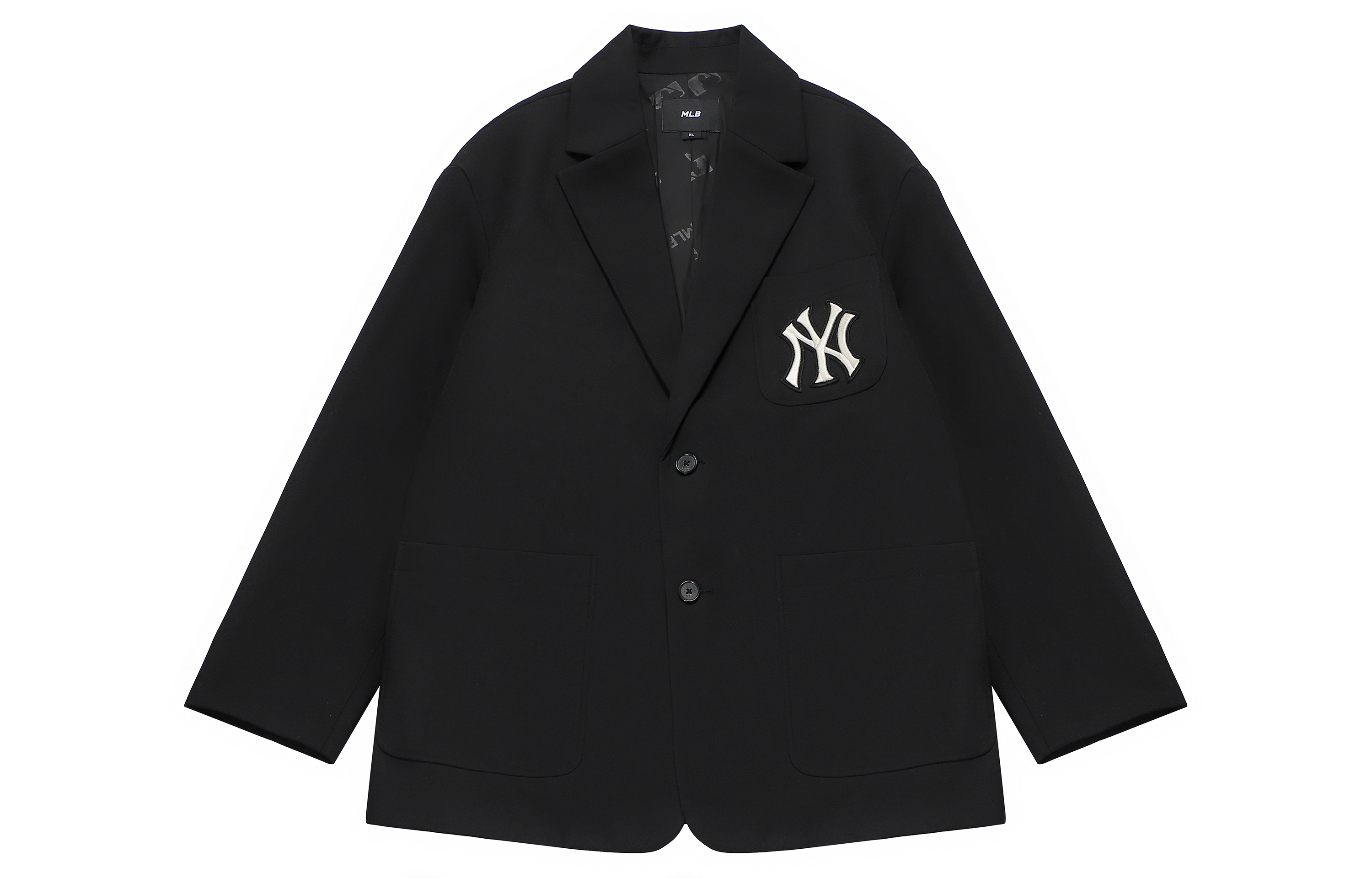 MLB FW22 New York Yankees Logo Embroidered Oversized Blazer Unisex Black Back to School 3AJKB5124-50BKS