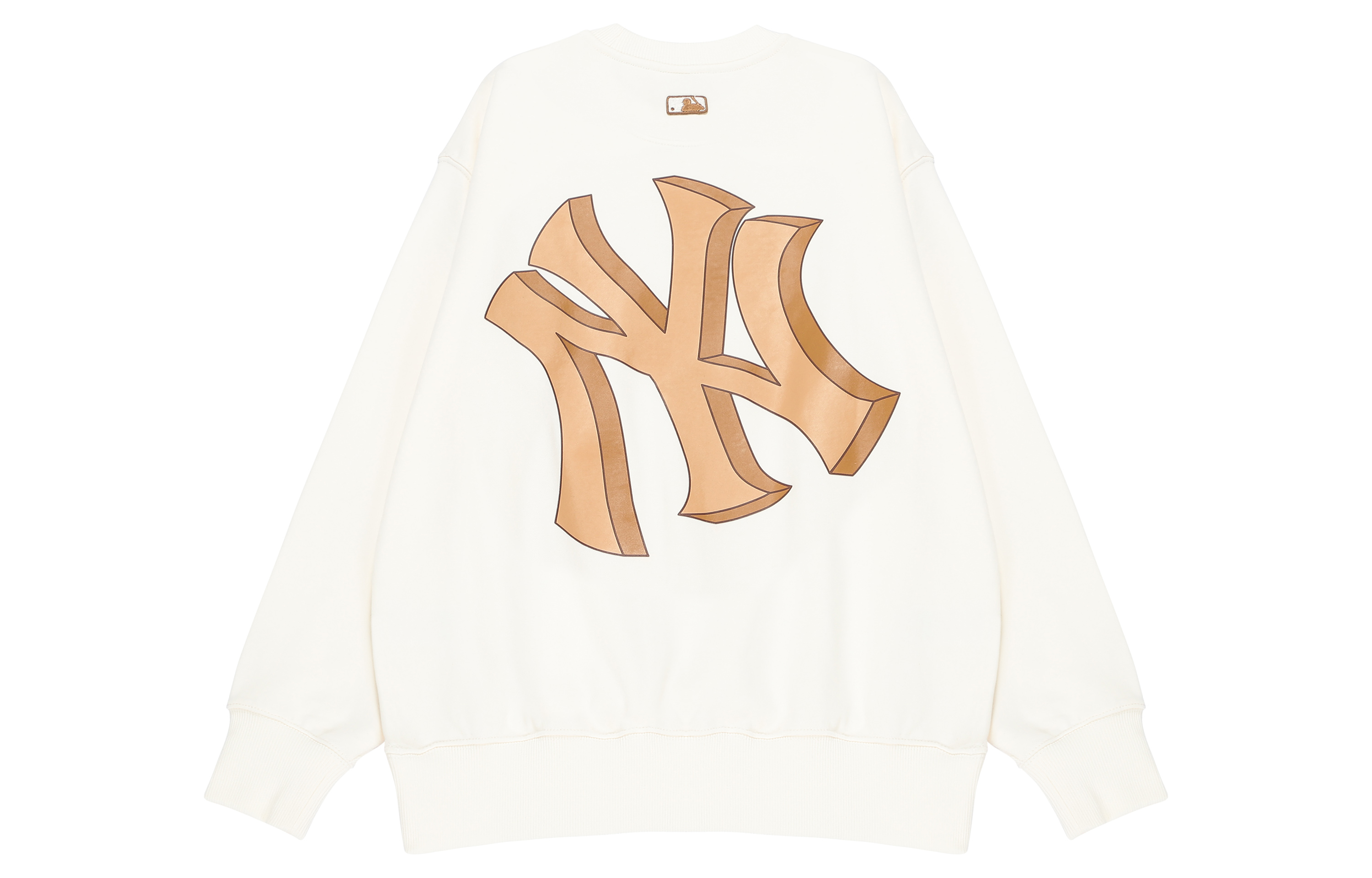 MLB FW22 New York Yankees Logo Print Crewneck Sweatshirt Unisex - Cream Color 3AMTB0224-50CRS
