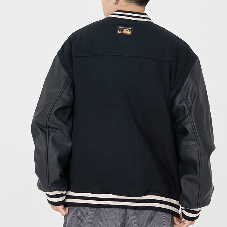 Purchase MLB FW22 拼布刺繡黑色棒球夾克 情侶款休閒外套. 3AJPF0124-50BKS