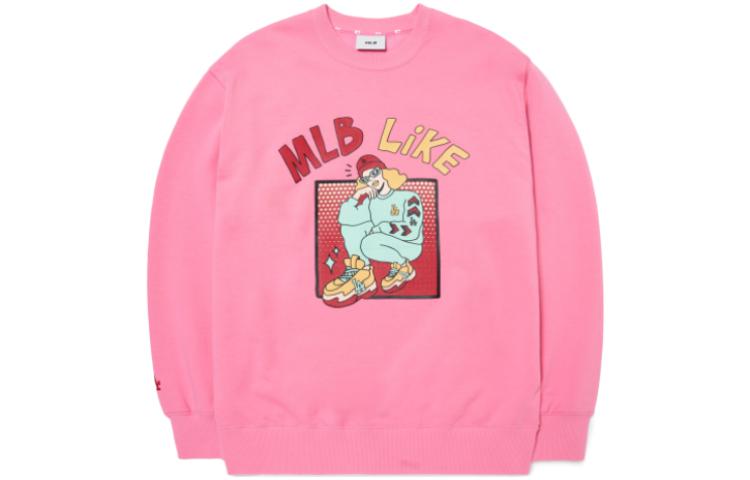 MLB FW22 Pink Logo Print Crewneck Sweatshirt Unisex Casual American Style 3AMTL0224-07PKS