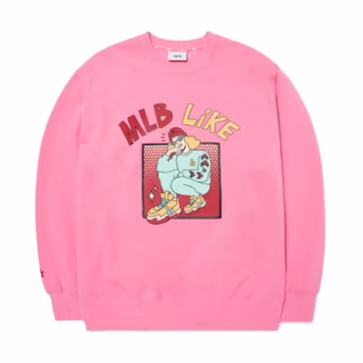 MLB FW22 Pink Logo Print Crewneck Sweatshirt Unisex Casual American Style 3AMTL0224-07PKS