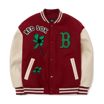 MLB FW22 Red Patchwork Embroidered Baseball Jacket Unisex Casual Outerwear. 3AJPF0124-43WIS