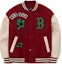 Order MLB FW22 Red Patchwork Embroidered Baseball Jacket Unisex Casual Outerwear. 3AJPF0124-43WIS