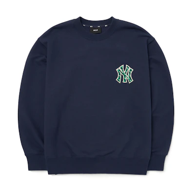 MLB FW22 Retro Print Crewneck Loose Fit Sweatshirt Unisex Blue 3AMTM0624-50NYD