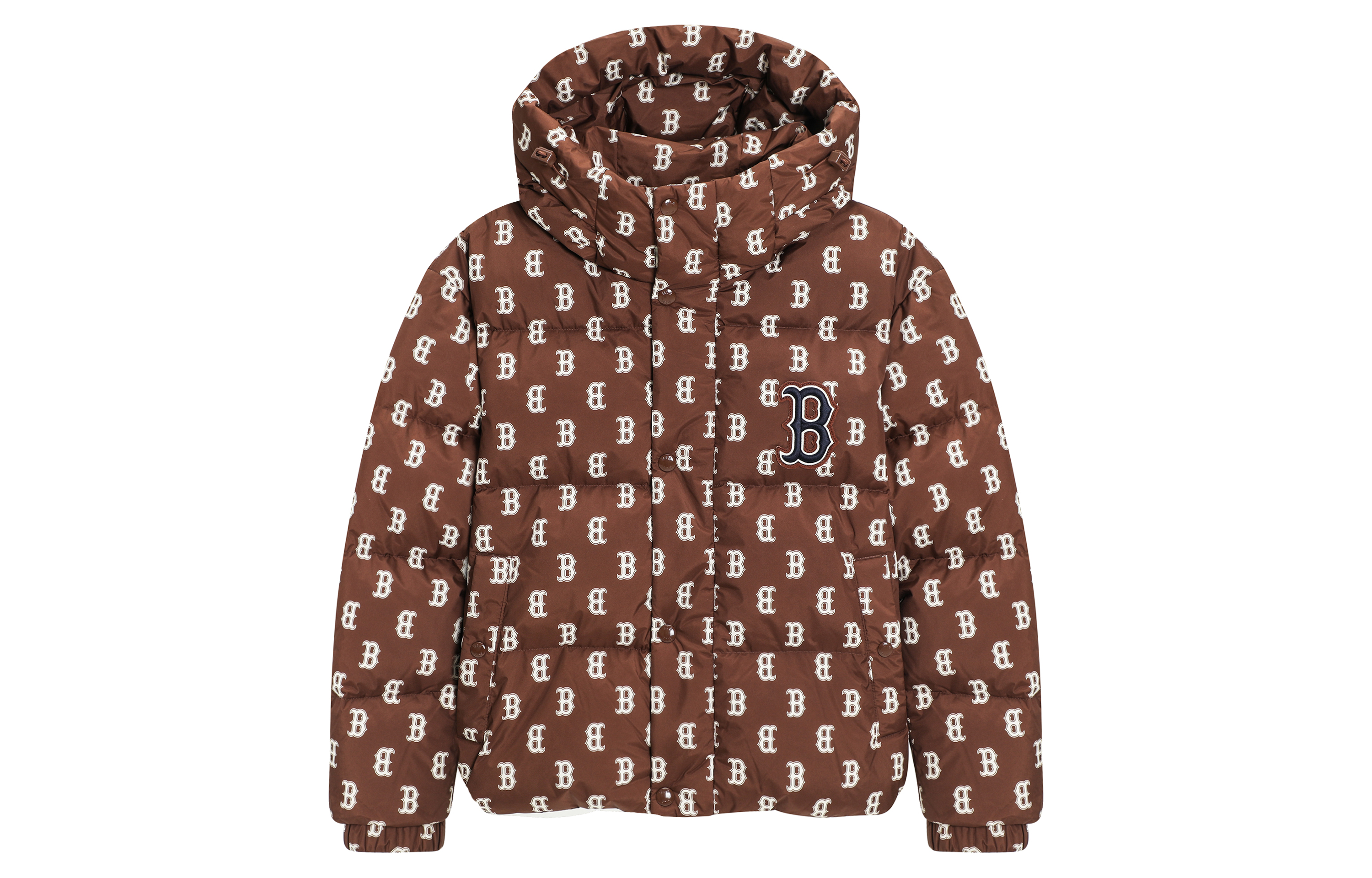 MLB FW22 Short Down Jacket Monogram Print Hooded Unisex Dark Brown 3ADJM0326-43BRD