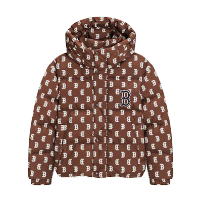 MLB FW22 Short Down Jacket Monogram Print Hooded Unisex Dark Brown 3ADJM0326-43BRD