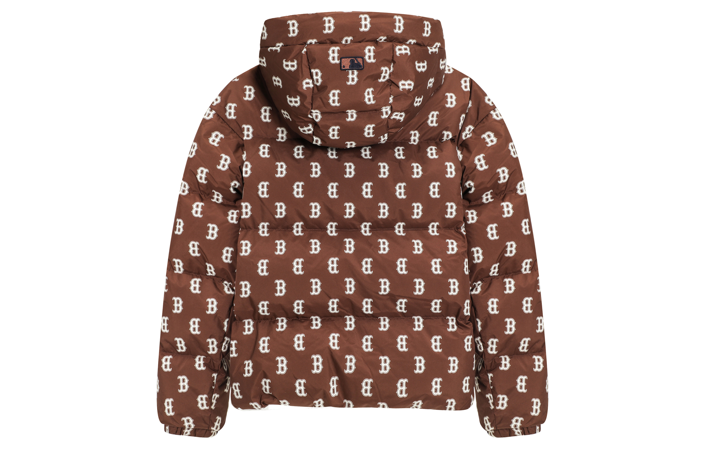 Lookbook MLB FW22 Jaket Pendek Down Corak Monogram Bertudung Unisex Coklat Gelap 3ADJM0326-43BRD