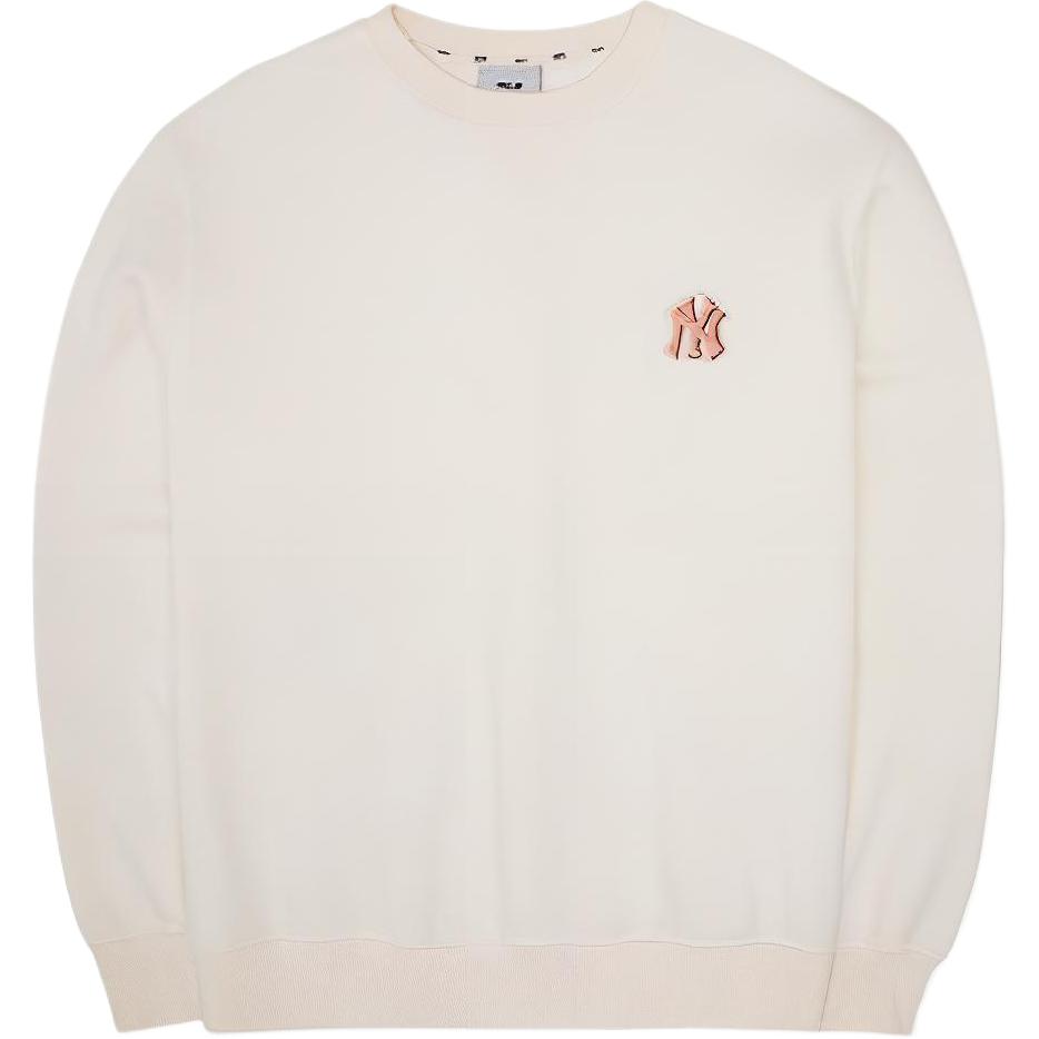 MLB FW22 Solid Color Logo Embroidered Crewneck Sweatshirt Unisex Cream 3AMTB0526-50CRS