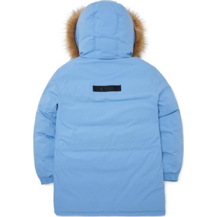 Lookbook MLB FW22 Jaket Puff Bersulam Logo Hood Unisex Biru Short款. 3ADJB1926-07BLL