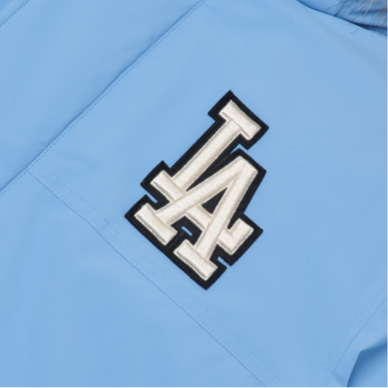 Purchase MLB FW22 Jaket Puff Bersulam Logo Hood Unisex Biru Short款. 3ADJB1926-07BLL