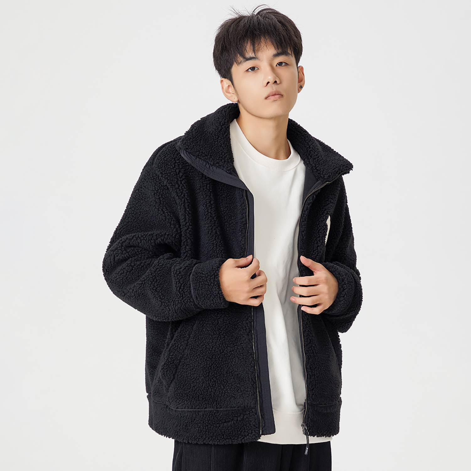 Sizing MLB 2022秋冬男女通用黑色羊羔绒防风保暖外套。 3AFDB0326-50BKS