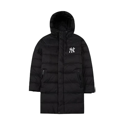 MLB FW22 Unisex Long Black Down Jacket with Hood Regular Fit 3ADJB0326-50BKS