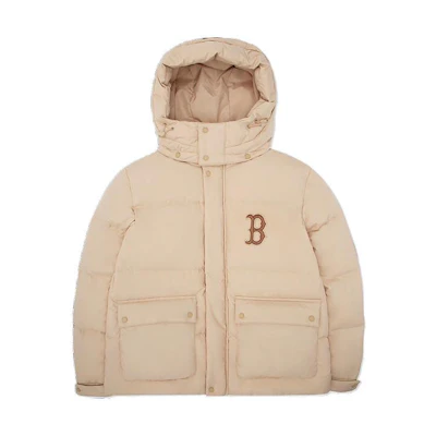 MLB FW22 Unisex Oversized Hooded Down Jacket Beige Winter Coat 3ADJEC426-43BGS