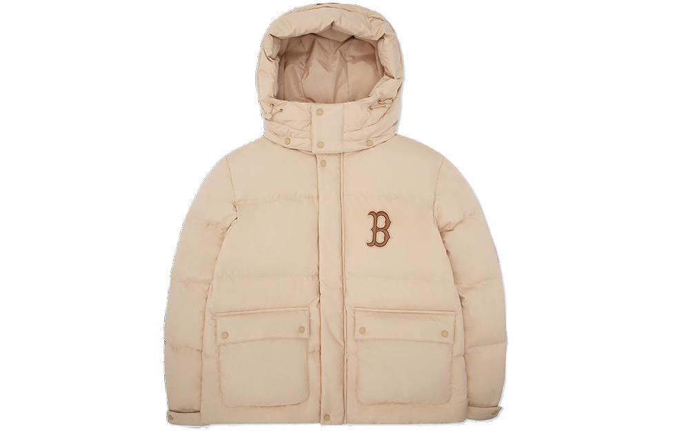 Order MLB FW22 Unisex Oversized Hooded Down Jacket Beige Winter Coat 3ADJEC426-43BGS