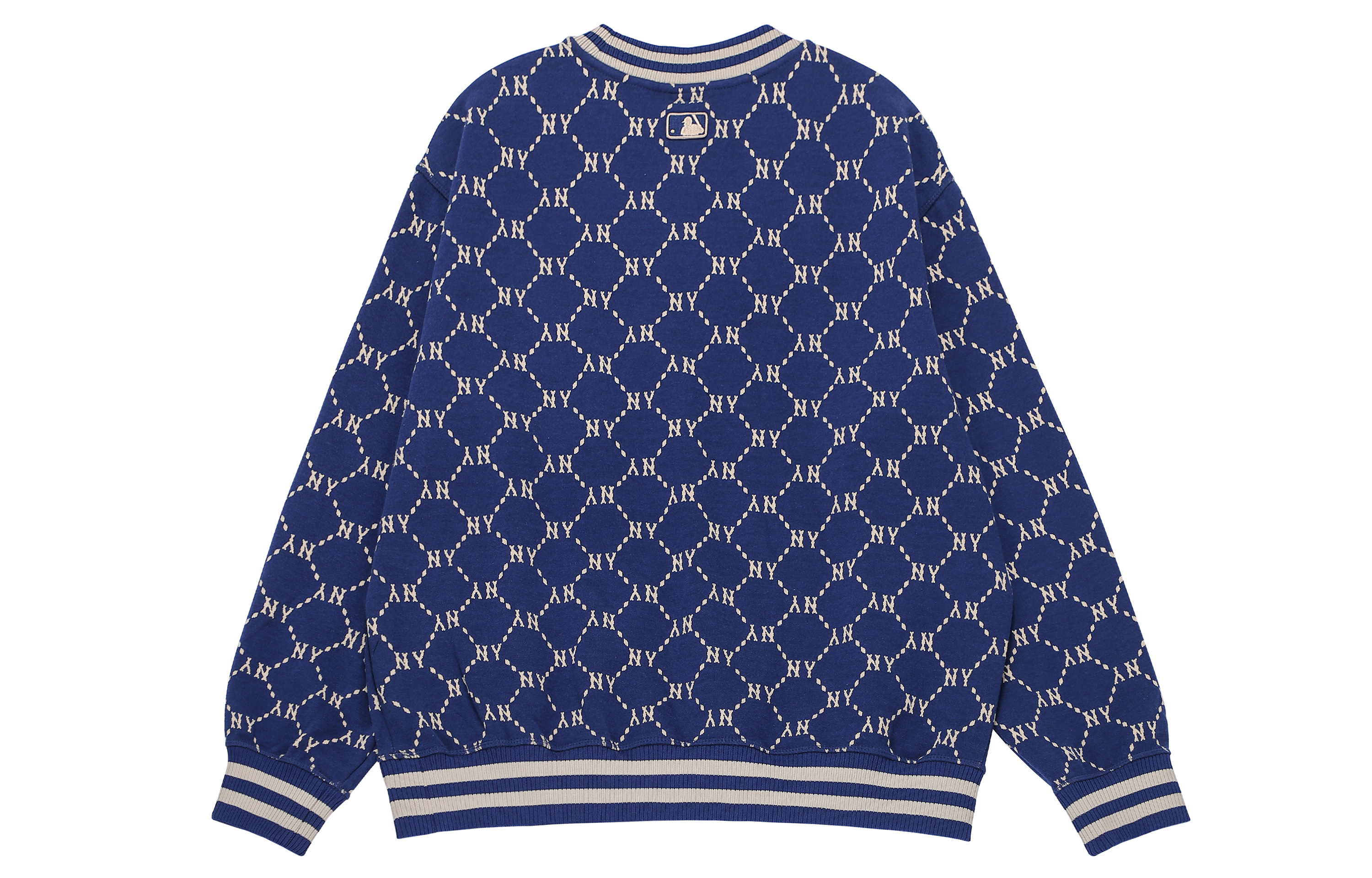 Lookbook MLB 2022秋冬纽约洋基标志绣花海军蓝钻石印花男女款宽松卫衣 3AMTM0724-50NYS