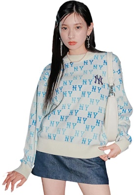 MLB FW23 All-Over Letter Print Knit Sweater Unisex - Cream Beige. 3AKPM0434-50CRD Lookbook MLB FW23 All-Over Letter Print Knit Sweater Unisex - Cream Beige. 3AKPM0434-50CRD