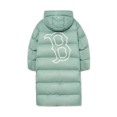 MLB FW23 Boston Red Sox Oversized Logo Hooded Long Puffer Jacket Mint Unisex. 3ADJB1136-43MTD